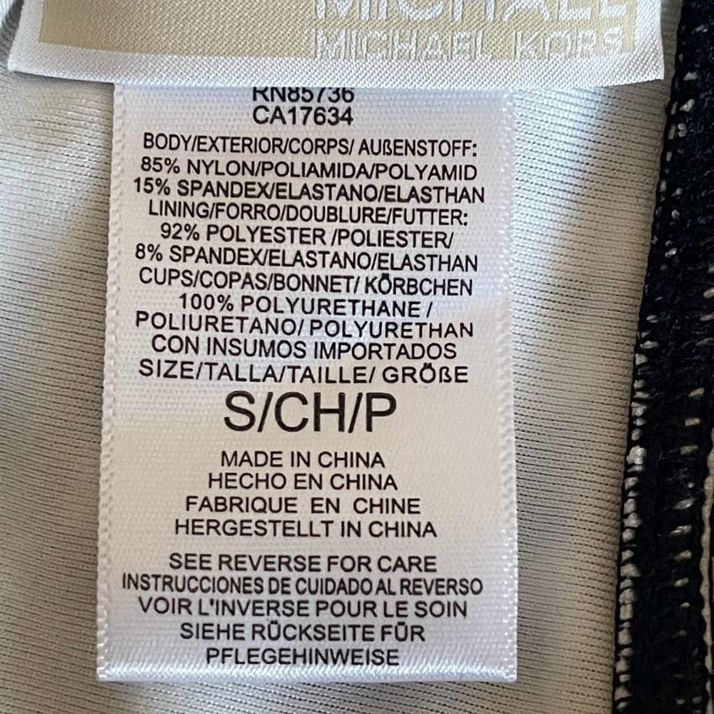 MICHAEL KORS BLACK
ANIMAL PRINT LOGO
RING BANDINI TANKINI
SWIMSUIT HALTER TOP S - Picture 10 of 16